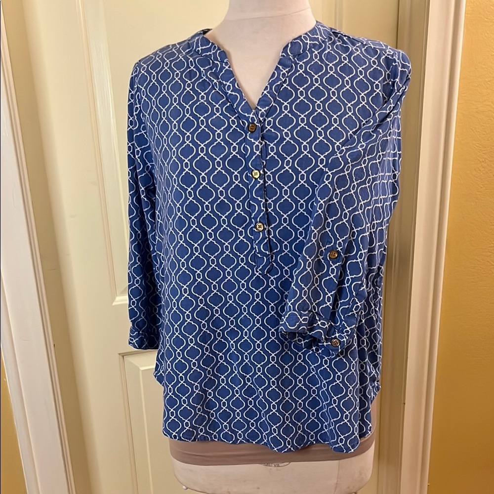 Blue Geometric Women's Top